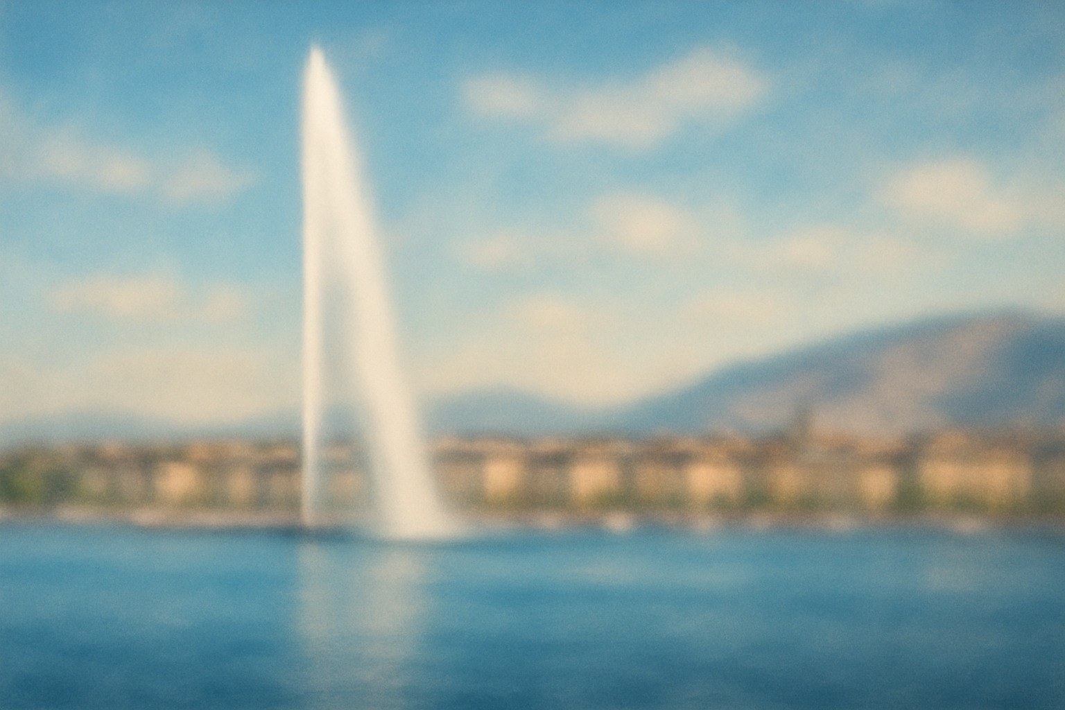 Une image representative de geneve et son jet d eau de facon pas net
